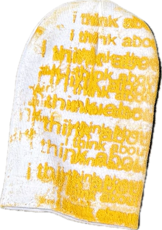 I think about it all the time beanie yellow ink