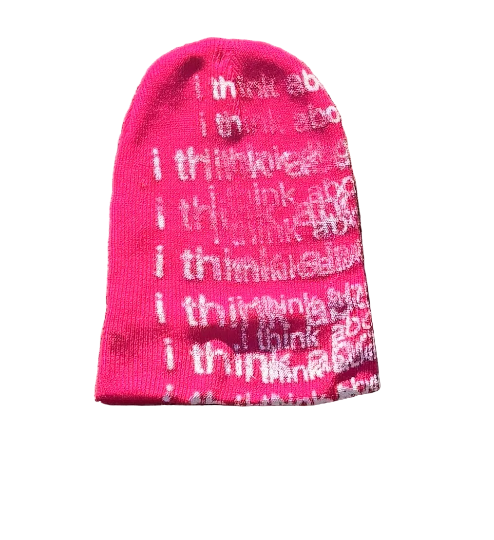I Think About It All The Time – White Ink Beanie