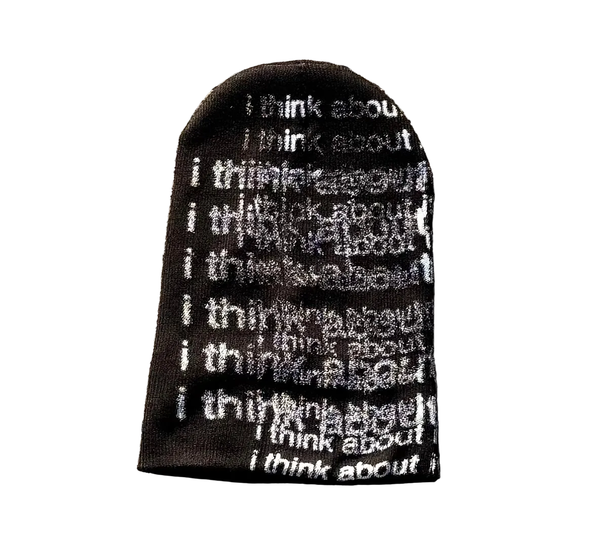 I Think About It All The Time – White Ink Beanie