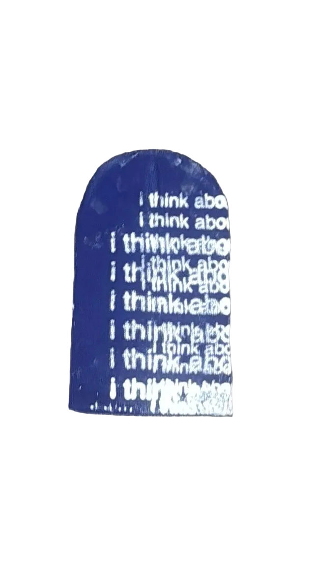 I Think About It All The Time – White Ink Beanie